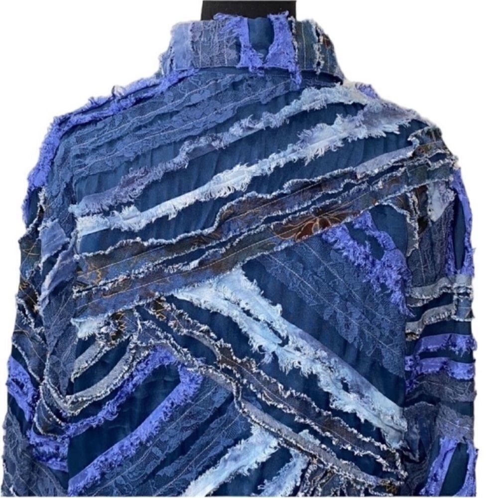 Women's PatchWork Blue Jacket - Picture 4 of 6